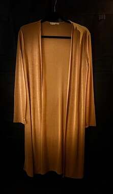 Another Reason Metallic Bronze Longline Open Front Duster Cardigan